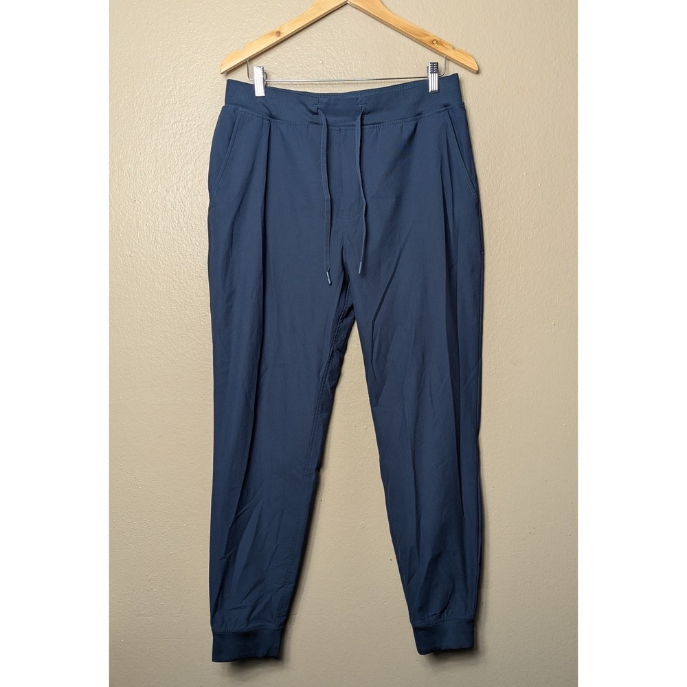 Rhoback Jogger Pants Mens Large Blue Woven Elastic Waist Zip Pocket Athletic